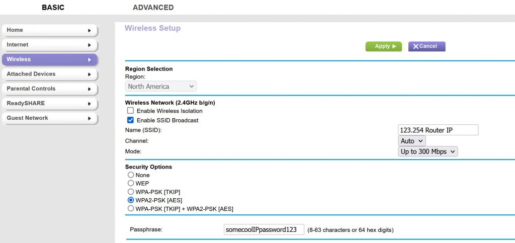 Change the WiFi SSID of 192.168.123.254