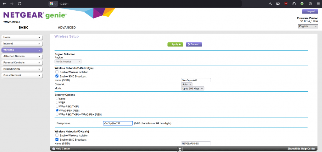 10.0.0.1 Router WI-FI Settings